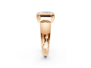 Solitaire Engagement Ring Setting for Radiant Cut Center with Wide Band and Bezel Head in Rose Gold