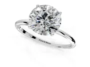 Solitaire Engagement Ring Setting for Round Cut Center with Straight Thin Band and Prong Head in Sterling Silver