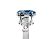 3 Stone Engagement Ring Setting for Fancy Blue Oval Center with Baguette Accents and Prong Head in Platinum