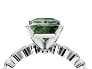 Solitaire Engagement Ring Setting for Fancy Green Princess Cut Center with Bezel-Dot Beaded Band and Prong Head in Sterling Silver