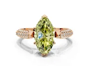 Solitaire Engagement Ring Setting for Fancy Yellow Marquise Center with Multi-Row Accents and Prong Head in Rose Gold