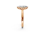 Solitaire Engagement Ring Setting for Marquise Center with Engraved Milgrain Band and Prong Head in Rose Gold