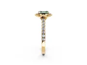 Floral Engagement Ring Setting for Fancy Green Asscher Cut Center with Pave Band and Floral Prong Head in Yellow Gold