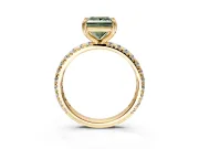 Solitaire Engagement Ring Setting for Fancy Green Princess Cut Center with Shared-Prong Accents and Prong Head in Yellow Gold