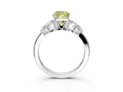 Leaf Cluster Engagement Ring Setting for Fancy Yellow Cushion Cut Center with Marquise Accents and Prong Head in White Gold