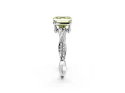Solitaire Engagement Ring Setting for Fancy Yellow Asscher Cut Center with Twisted Pave Band and Prong Head in Platinum