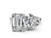 Heart-Shaped and Emerald Cut Lab-Grown Diamond Toi et Moi Engagement Ring with Prong-Set Stones in Platinum