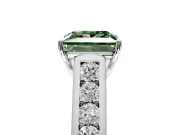 Solitaire Engagement Ring Setting for Fancy Green Princess Cut Center with Cathedral Channel Band and Prong Head in White Gold