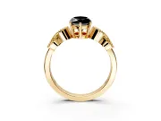 Leaf Engagement Ring Setting for Fancy Black Marquise Center with Milgrain Accent Band and Prong Head in Yellow Gold