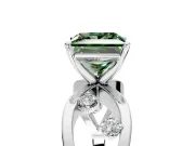 Solitaire Engagement Ring Setting for Fancy Green Princess Cut Center with Criss-Cross Accent Band and Prong Head in Sterling Silver