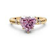 Rope Engagement Ring Setting for Fancy Pink Heart-Shaped Center with Accent Shoulders and Prong Head in Yellow Gold