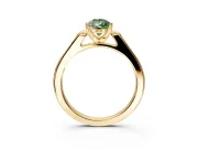 Solitaire Engagement Ring Setting for Fancy Green Pear-Shaped Center with Channel Accents and Prong Head in Yellow Gold