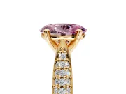 Solitaire Engagement Ring Setting for Fancy Pink Oval Center with Multi-Row Accents and Prong Head in Yellow Gold