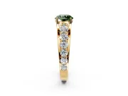 Solitaire Engagement Ring Setting for Fancy Green Round Cut Center with Graduated Shared Prongs and Prong Head in Yellow Gold