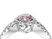 Halo Engagement Ring Setting for Fancy Pink Marquise Center with Wide-Open Pave Split Shank and Prong Head in White Gold