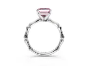 Solitaire Engagement Ring Setting for Fancy Pink Asscher Cut Center with Bamboo Band and Prong Head in White Gold