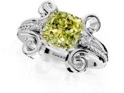 Solitaire Engagement Ring Setting for Fancy Yellow Cushion Cut Center with Twisted Band and Scroll Prong Head in Platinum