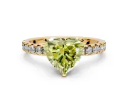 Solitaire Engagement Ring Setting for Fancy Yellow Heart-Shaped Center with Large Accents and Prong Head in Yellow Gold