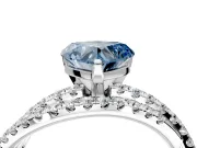 Solitaire Engagement Ring Setting for Fancy Blue Heart-Shaped Center with Woven 3-Strand Pave Band and Prong Head in Sterling Silver