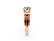 Solitaire Engagement Ring Setting for Round Cut Center with Grooved Bar Accent Band and Prong Head in Rose Gold