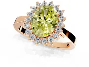Starburst Halo Engagement Ring Setting for Fancy Yellow Oval Center with Flat Cathedral Band and Prong Head in Rose Gold