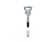 Solitaire Engagement Ring Setting for Fancy Blue Radiant Cut Center with Crossover Accents and Prong Head in Sterling Silver