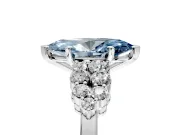 Cluster Engagement Ring Setting for Fancy Blue Marquise Center with 2-Row Shoulder Clusters and Prong Head in Sterling Silver