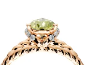 Halo Engagement Ring Setting for Fancy Yellow Pear-Shaped Center with Rope Twist Split Shank and Prong Head in Rose Gold