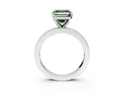 Solitaire Engagement Ring Setting for Fancy Green Asscher Cut Center with Channel Baguette Band and Prong Head in White Gold