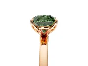 Solitaire Engagement Ring Setting for Fancy Green Cushion Cut Center with Thin Rounded Plain Band and Prong Head in Rose Gold