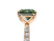 Solitaire Engagement Ring Setting for Fancy Green Radiant Cut Center with Micro Pave Band and Prong Head in Rose Gold