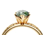 Solitaire Engagement Ring Setting for Fancy Green Marquise Center with Scrollwork Band and Prong Head in Yellow Gold