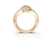 Halo Engagement Ring Setting for Fancy Yellow Cushion Cut Center with Wide-Open Pave Split Shank and Prong Head in Rose Gold