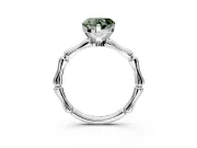 Solitaire Engagement Ring Setting for Fancy Green Heart-Shaped Center with Bamboo Band and Prong Head in Sterling Silver