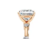 Solitaire Engagement Ring Setting for Princess Cut Center with Bezel Station Band and Prong Head in Rose Gold