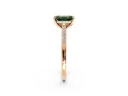 Solitaire Engagement Ring Setting for Fancy Green Emerald Cut Center with Channel Accents and Prong Head in Rose Gold