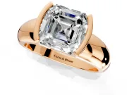 Tension Engagement Ring Setting for Asscher Cut Center with Wide Flat Band and Tension Head in Rose Gold