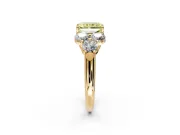 Cluster Engagement Ring Setting for Fancy Yellow Radiant Cut Center with Round Cut Accent Frame and Prong Head in Yellow Gold