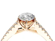 Solitaire Engagement Ring Setting for Marquise Center with Pave Split Shank and Prong Head in Rose Gold