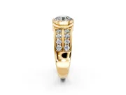 Bezel Engagement Ring Setting for Round Cut Center with Wide Channel-Set Band and Bezel Head in Yellow Gold