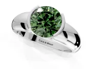 Tension Engagement Ring Setting for Fancy Green Round Cut Center with Wide Flat Band and Tension Head in Platinum