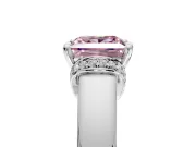 Solitaire Engagement Ring Setting for Fancy Pink Princess Cut Center with Wide Band, Pave Collar and Prong Head in Platinum