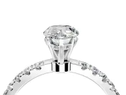 Open Basket Engagement Ring Setting for Pear-Shaped Center with Pave Band and Prong Head in Sterling Silver
