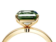 Solitaire Engagement Ring Setting for Fancy Green Asscher Cut Center with Thin Rounded Plain Band and Prong Head in Yellow Gold