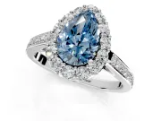 Floral Halo Engagement Ring Setting for Fancy Blue Pear-Shaped Center with Large Halo Accents and Prong Head in Platinum
