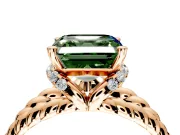 Halo Engagement Ring Setting for Fancy Green Asscher Cut Center with Rope Twist Split Shank and Prong Head in Rose Gold