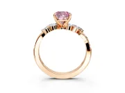 Solitaire Engagement Ring Setting for Fancy Pink Cushion Cut Center with Marquise Accent Twist Band and Prong Head in Rose Gold
