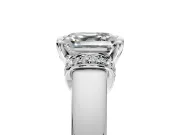 Solitaire Engagement Ring Setting for Asscher Cut Center with Wide Band, Pave Collar and Prong Head in Platinum