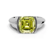 Tension Engagement Ring Setting for Fancy Yellow Asscher Cut Center with Wide Tapered Band and Tension Head in White Gold