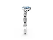 Solitaire Engagement Ring Setting for Fancy Blue Pear-Shaped Center with Milgrain Bezel Accents and Prong Head in Platinum
